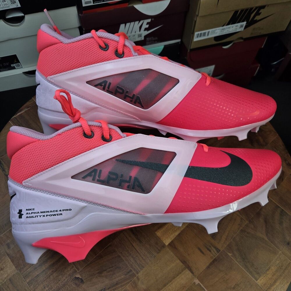 Nike Alpha Menace 4 Pro NRG Racer Pink Cleats HJ4568-600 Men’s sz 13 "BCA"
